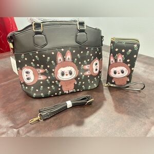 Labubu (Monster)  Black Handbag and matching Wallet set.